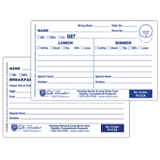 N103A - 4-3/4" X 3" Plastex Dietary Tray Cards with Pre attached laminate