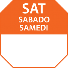 Food Safety - 1" X 1" Trilingual Day Label N213 SATURDAY